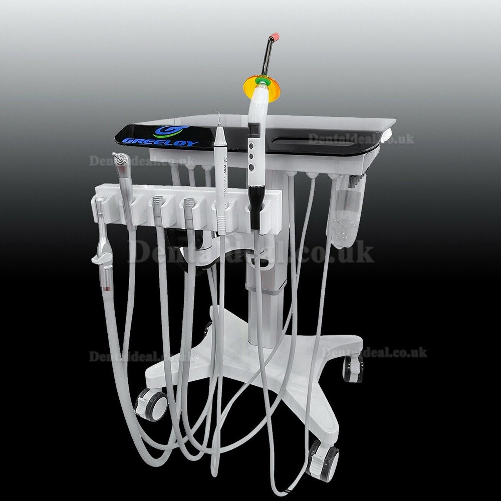 Greeloy GU-P302S Dental Movable Adjusted Treatment Unit Cart+Ultrasonic Scaler + Air Comprssor GU-P300