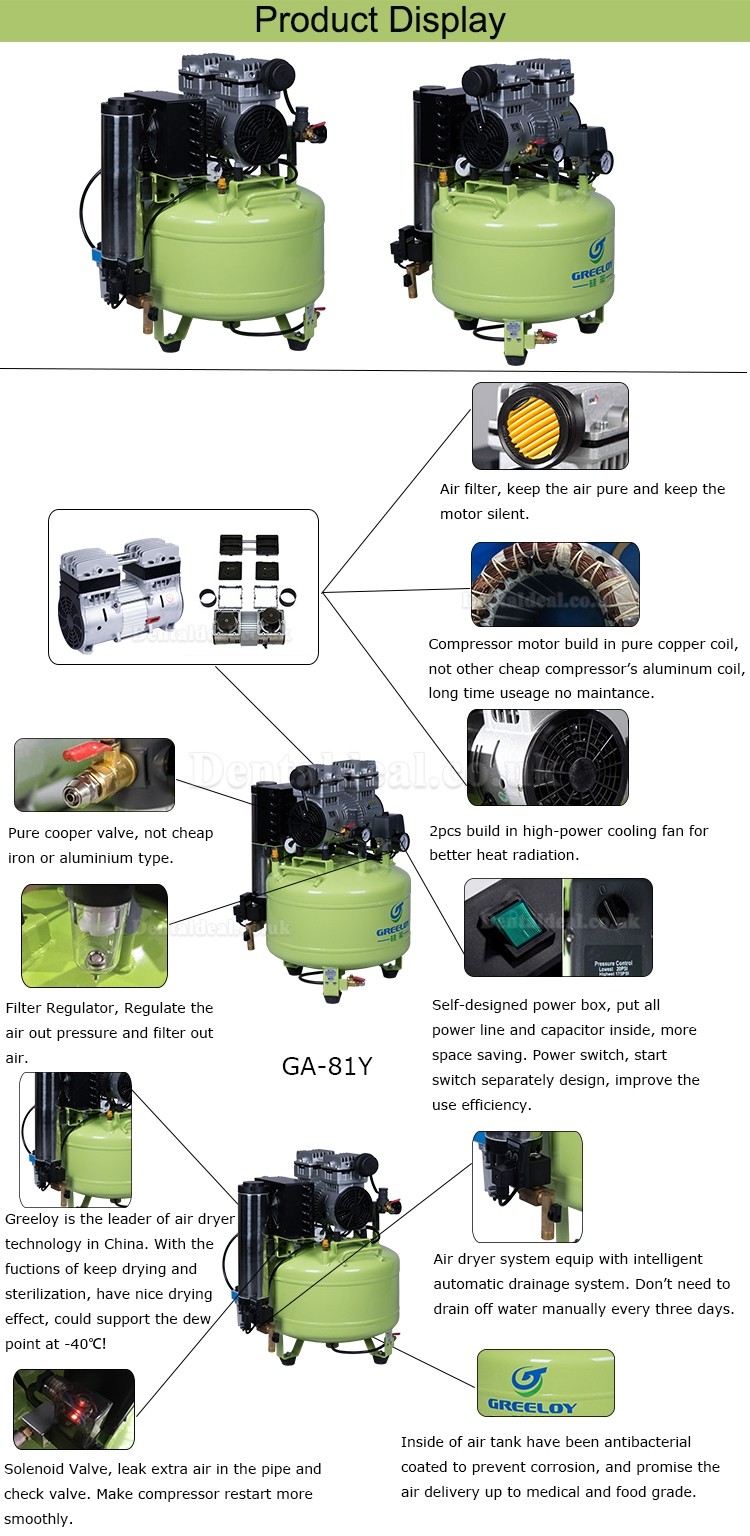 Greeloy® GA-81Y Dental Oilless Air Compressor With Drier