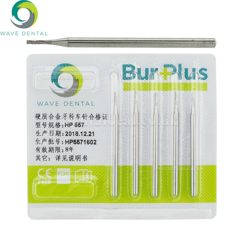 10Pcs HP 555 556 557 558 Burs Dental Carbide Straight Fissure Cross Cut Burs