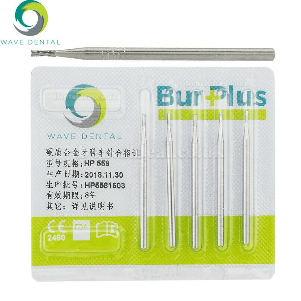 10Pcs HP 555 556 557 558 Burs Dental Carbide Straight Fissure Cross Cut Burs