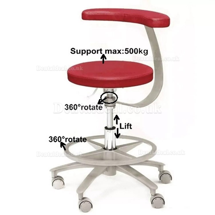 HS-11 Ergonomic Dental Stool with Armrest Assistant Hygienist Saddle Chair Microfiber Leather