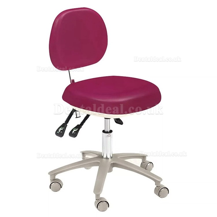 HS-6-R Adjustable Dental Stool with Backrest Dentist Doctor's Assistant Nurse Chair PU Leather