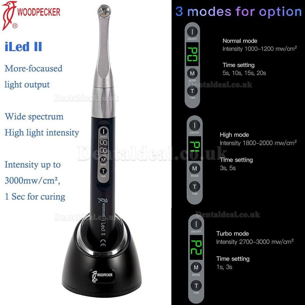 Woodpecker iLED II Dental LED Curing Light Lamp 1S Curing Metal Head 3000mW/cm²