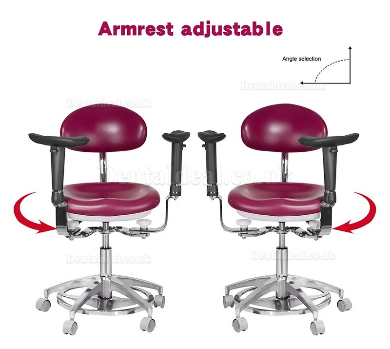 JKS-037 Ergonomic Dental Stool with Armrest Dentist Operator Assistant Hygienist Chair 360° Rotation