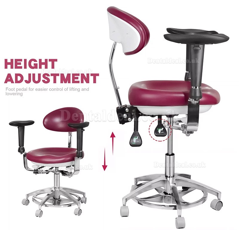 JKS-037 Ergonomic Dental Stool with Armrest Dentist Operator Assistant Hygienist Chair 360° Rotation