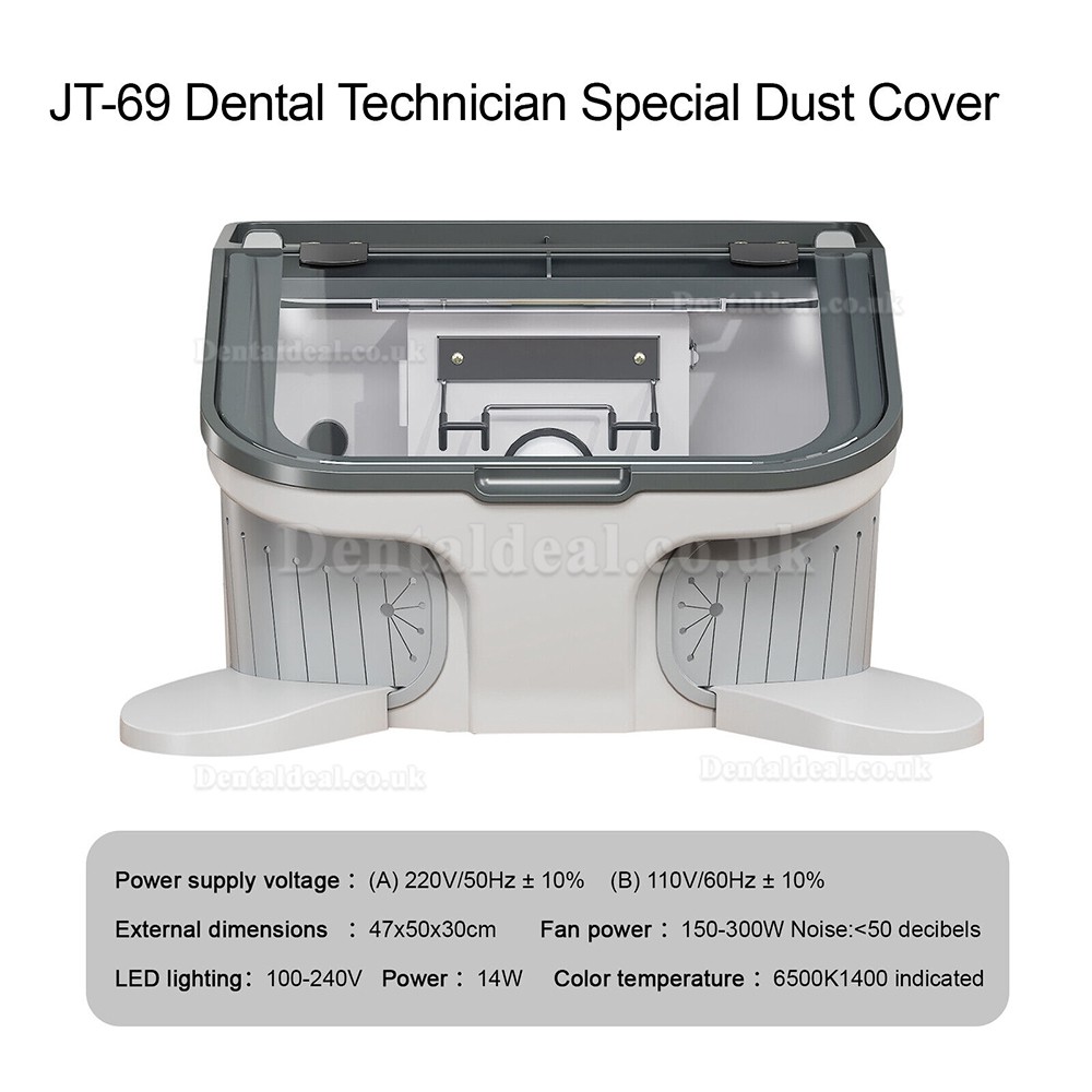 JT-69 Dental Lab Dust Box Sandblasting Dust Cover Collector Built-in Vacuum Cleaner with LED