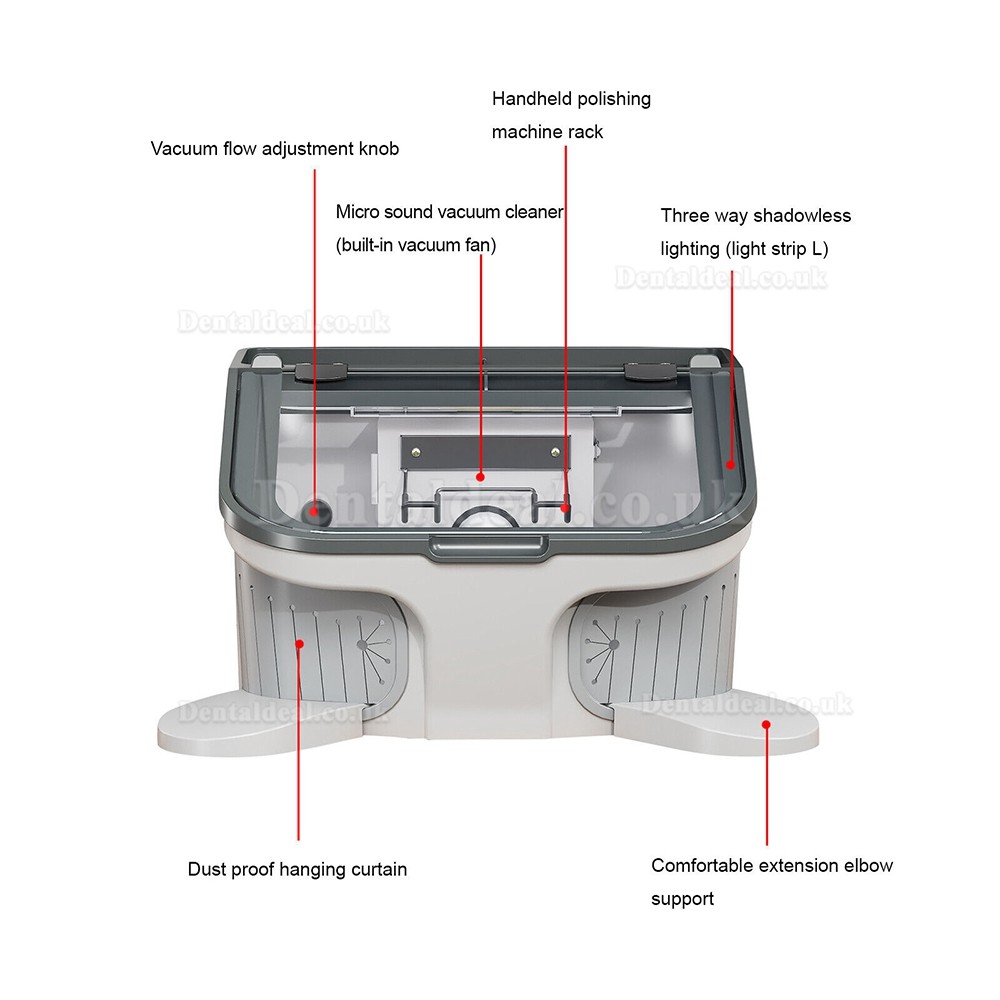 JT-69 Dental Lab Dust Box Sandblasting Dust Cover Collector Built-in Vacuum Cleaner with LED