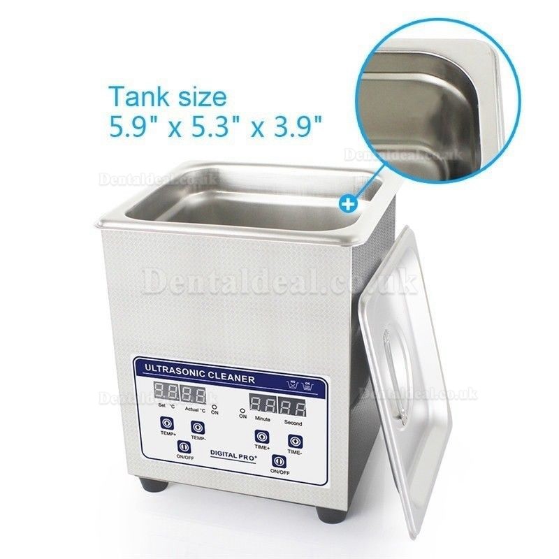 2L Industry Digital Ultrasonic Cleaner Machine Heater Timer Stainless Jewel Clean Tank