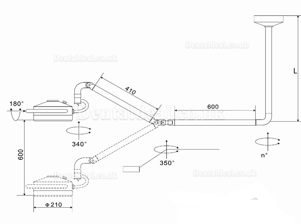 KWS KD-2012D-3C 36W Ceiling-mounted LED Dental Surgical Lighting Shadowless Lamp