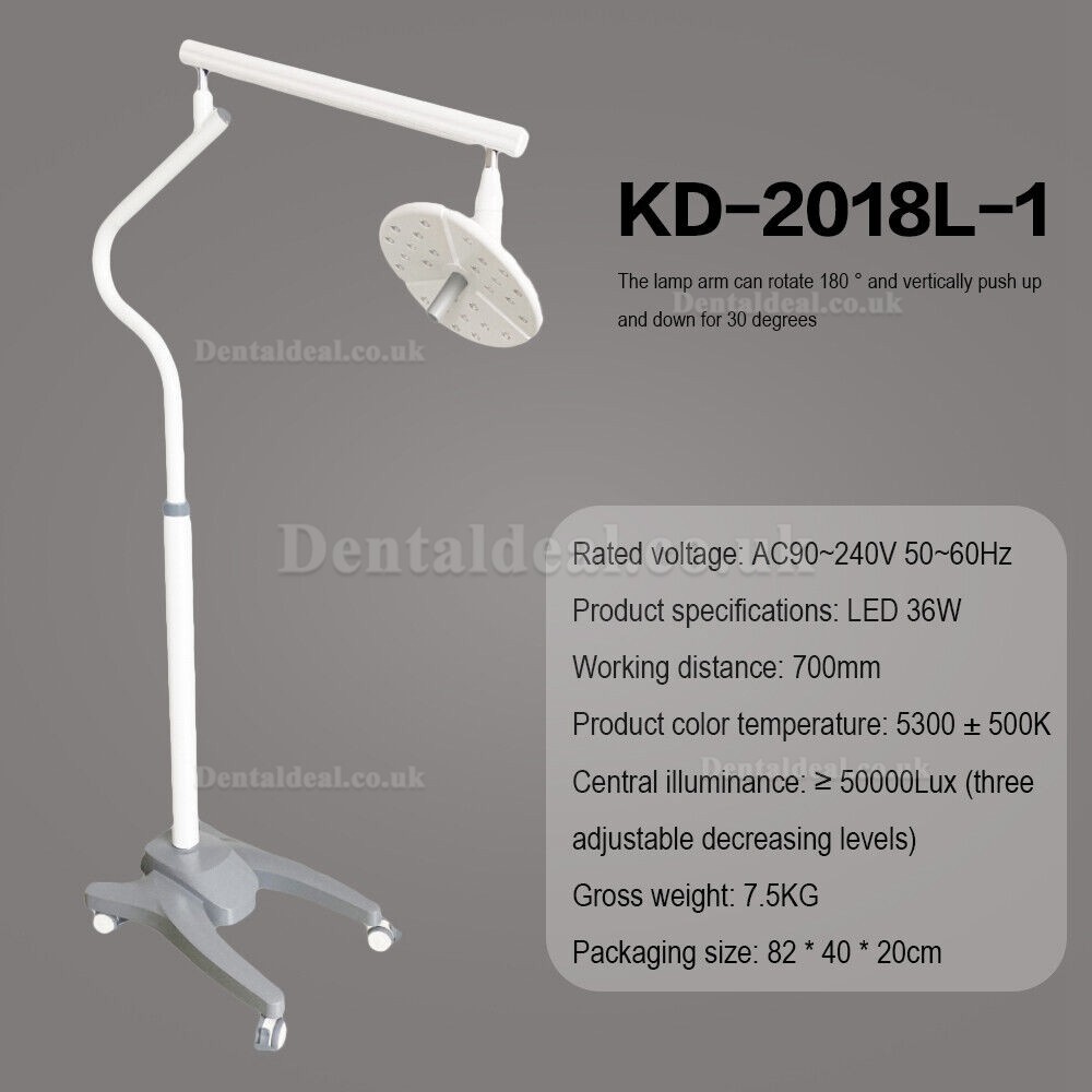 KWS KD-2018L-1 Mobile Dental Surgical LED Light Shadowless Exam Lamp Touch Switch