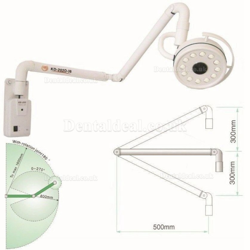 KWS® 36W Wall-mounted Dental Oral Led Surgical Lights KD-202D-3B