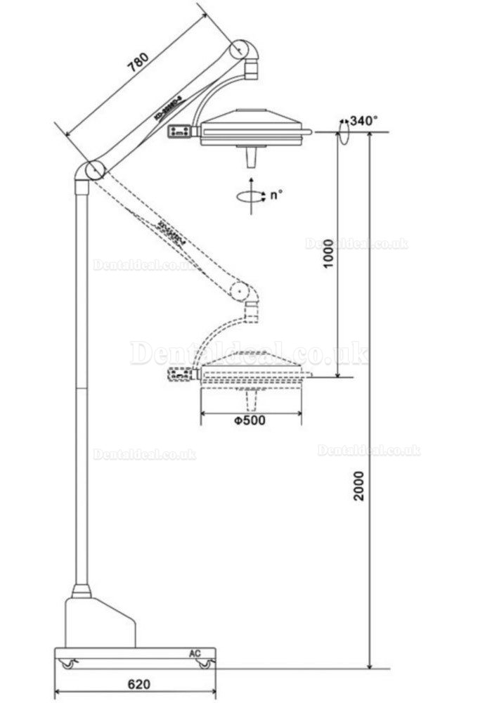 KWS KD-2036D-3 108W Mobile Dental LED Surgical Light Shadowless Exam Lamp Operatory Light