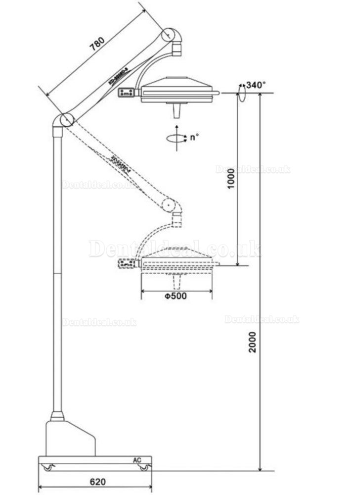 KWS KD-2036D-3 108W LED Portable Shadowless Lamp Surgical Medical Exam Light