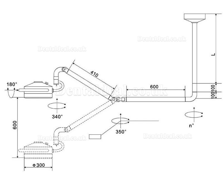 72W Ceiling Mount Dental Surgical Light Shadowless Exam Cold Lamp 24 LEDs