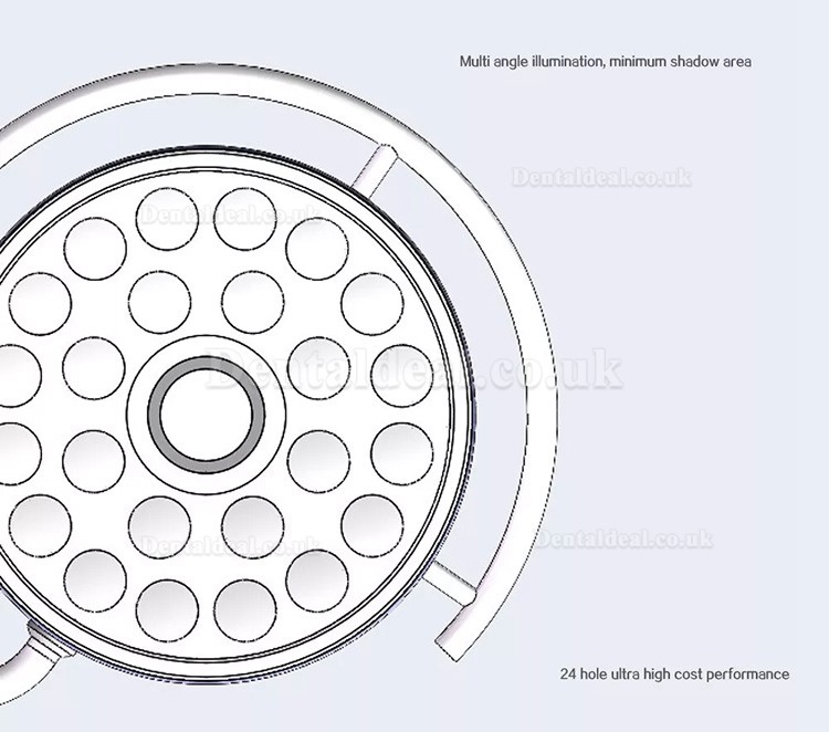 72W Ceiling Mount Dental Surgical Light Shadowless Exam Cold Lamp 24 LEDs