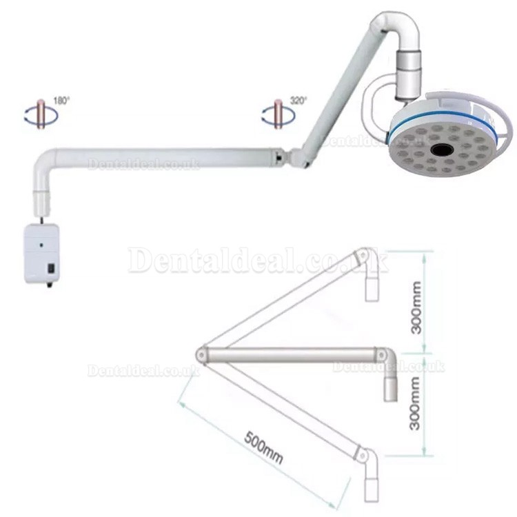 72W Wall-Mounted Dental Surgical Light Shadowless Exam Operating Lamp 24 LEDs