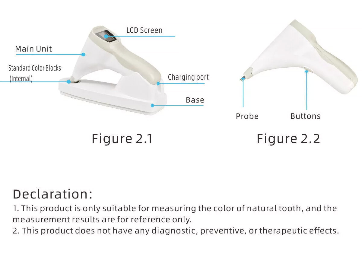 Dental LED Tooth Whitening Color Comparator Digital Colormeter with Teeth Shade Guide Kit