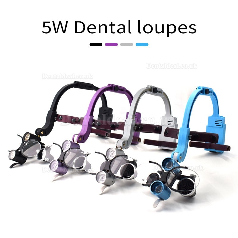 2.5X/3.5X Headband Dental Binocular Loupes with 5W LED Head Light Headlamp