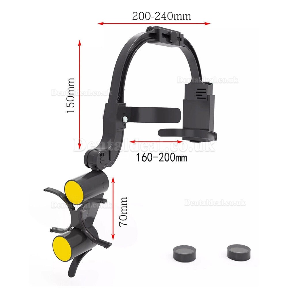 2.5X/3.5X Headband Dental Binocular Loupes with 5W LED Head Light Headlamp