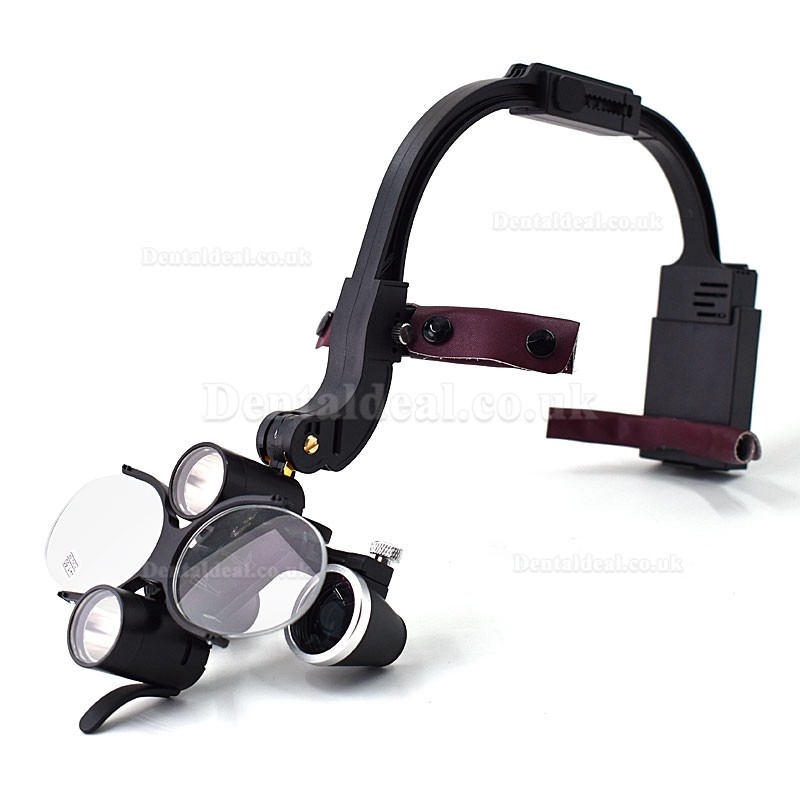 2.5X/3.5X Headband Dental Binocular Loupes with 5W LED Head Light Headlamp