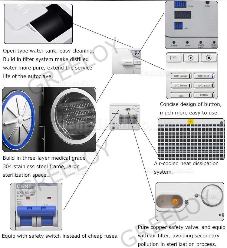 Dental Mini Autoclave Sterilizer Vacuum Steam 8-23L With Printer