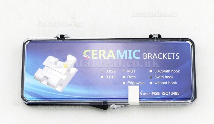 5Pack/20Pcs Dental Orthodontic Ceramic Bracket Braces MBT 022 3 Hooks