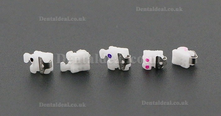 1Box Dental Orthodontic Self-ligating Ceramic Brackets Braces MBT 022 345 Hooks