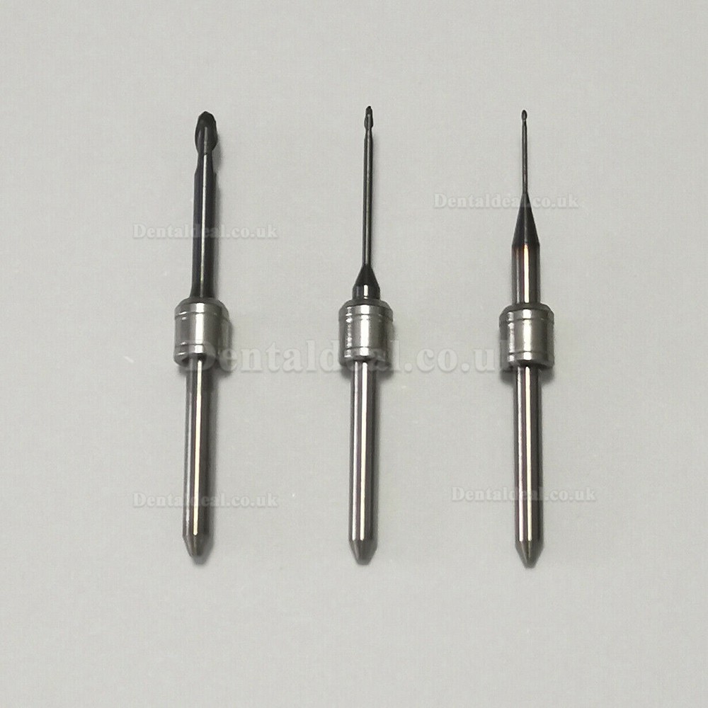 3PCS Dental Lab Milling Burs for Cad Cam Milling Machine 0.6/1.0/2.5mm Fit Amann Girrbach