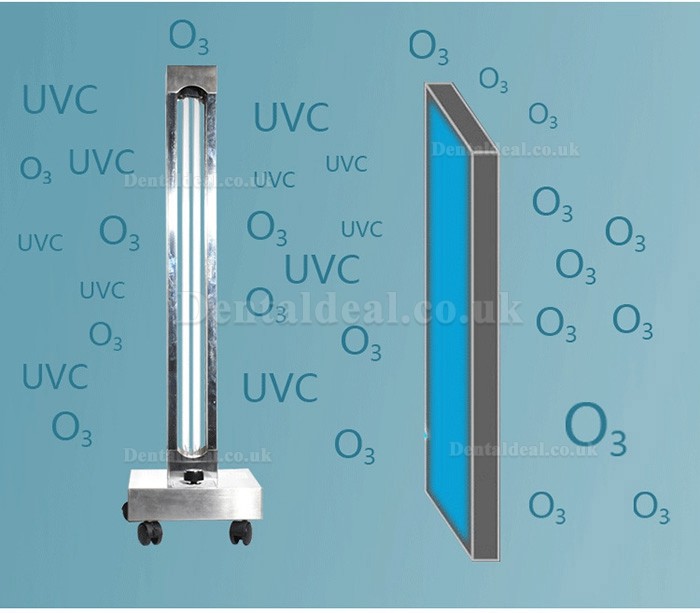 150W Commercial Mobile UV + Ozone Disinfection Trolley UVC Lamp Sterilization Sanitizer Ultraviolet Germicidal Light