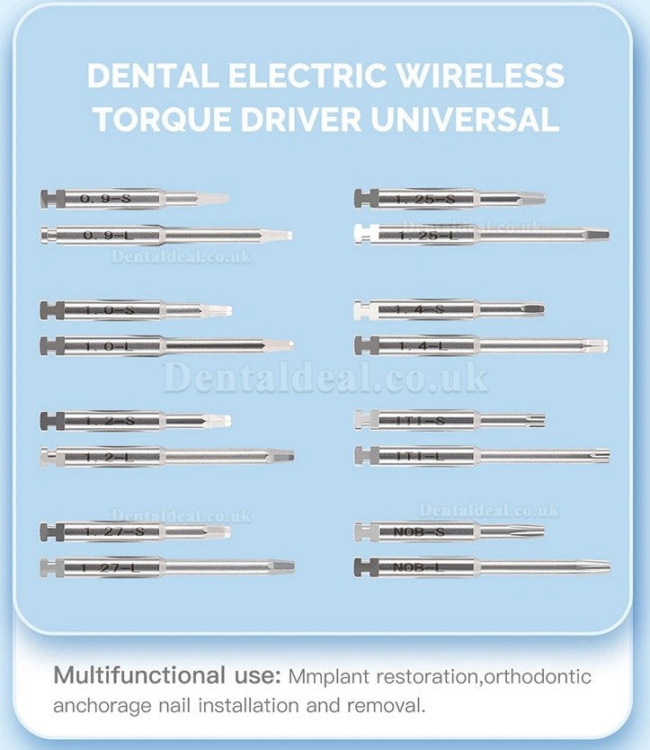 Electric Wireless Universal Dental Implant Torque Wrench Set with 16Pcs Screwdrivers