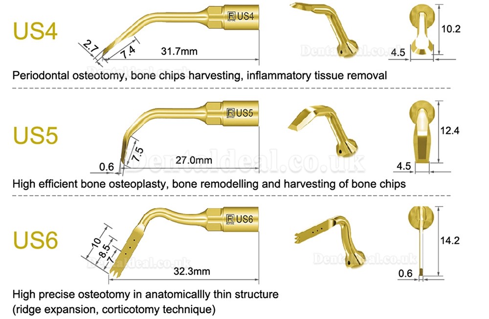 1Pcs Dental Piezosurgery Osteotomy Bone Cutting Dental Surgery Tips US1 US1L US1R US2 US3 US4 US5 US6 US7 US11Fit Mectro