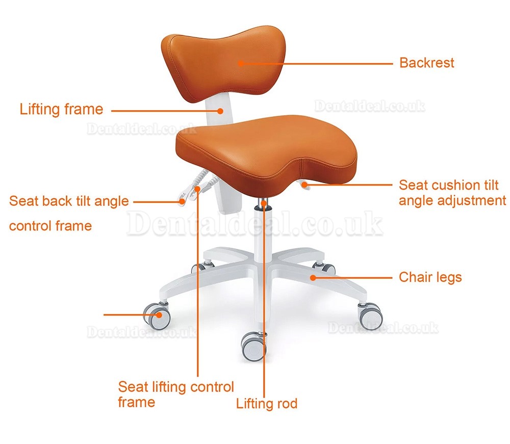 PLST-060 Adjustable Ergonomic Dental Operator Stool Assistant Chair Hygienist Nurse Dentist