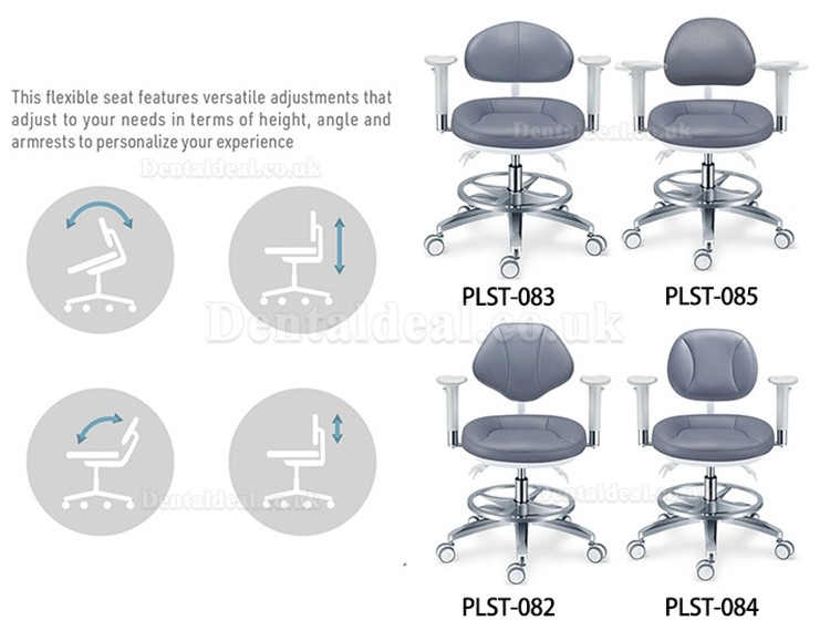 PLST-08 Series Ergonomic Adjustable Dental Operator Stools with Armrest & Back Support