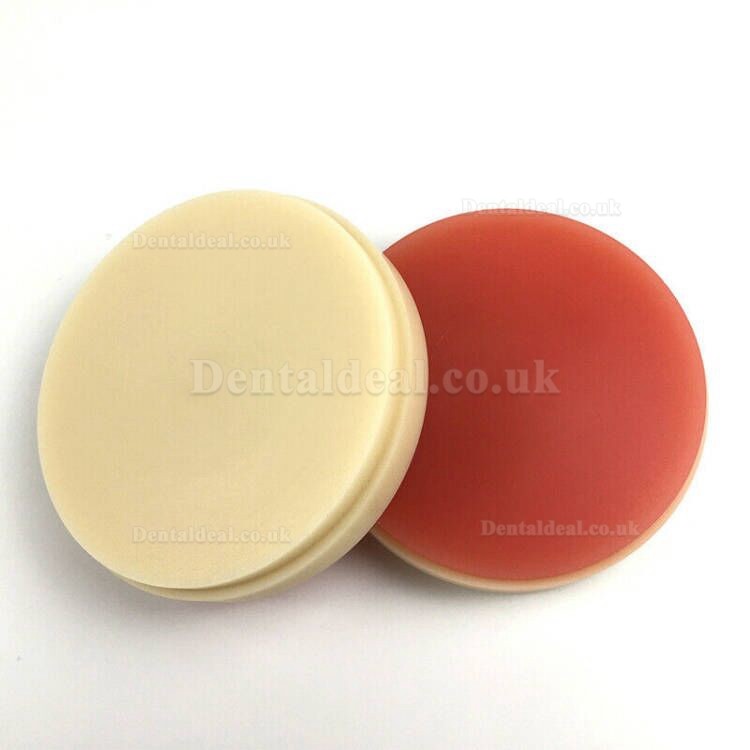 1Pcs Two-color PMMA Blocks Disk A2+Pink Dental Lab Material OD98*25mm