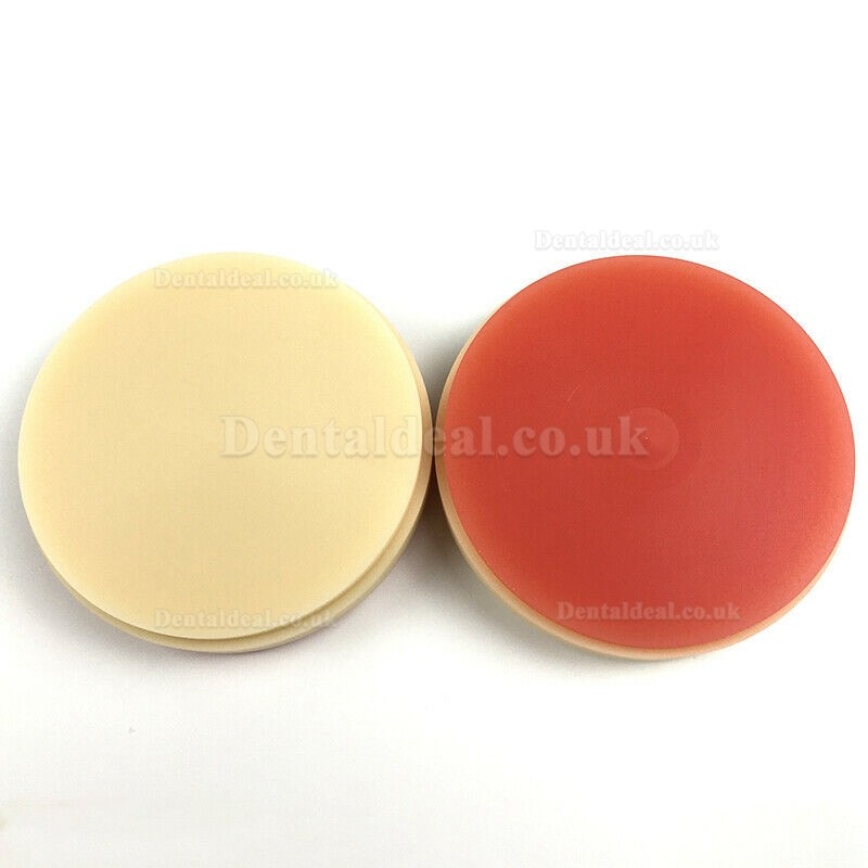 1Pcs Two-color PMMA Blocks Disk A2+Pink Dental Lab Material OD98*25mm