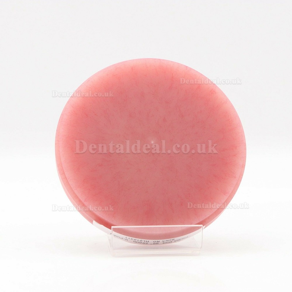 5Pcs Dental Lab Material PMMA Blocks Disk with Bloodshot Fit Wieland System Pink