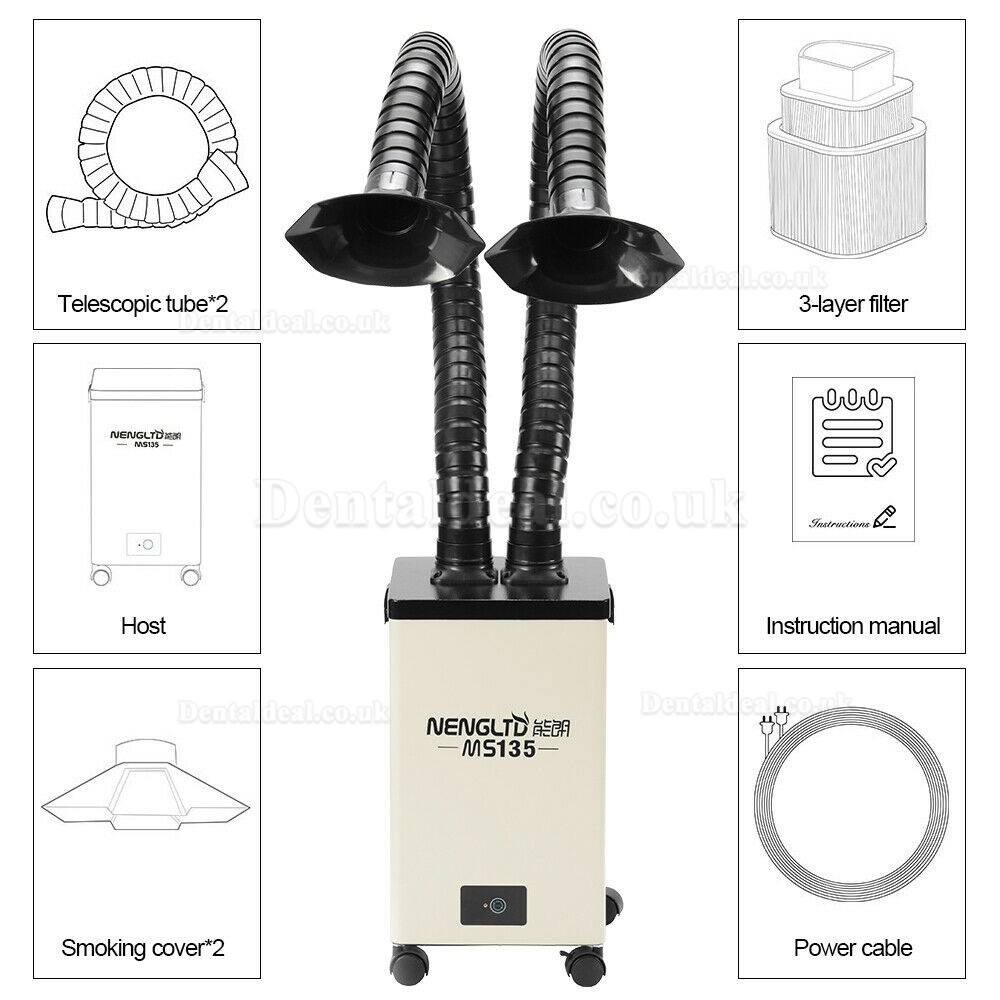 MS135 Portable Pure Air Fume Extractor Soldering Welding Smoke Purifier Filter Double Head