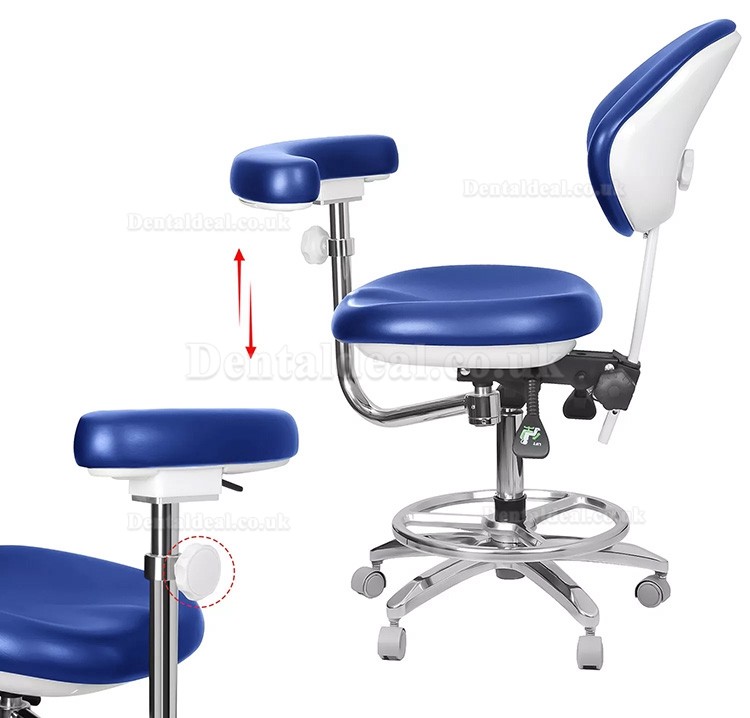 QY-600M-B2 Mobile Dentist Stool with Armrest Dental Assistant Nurse Chair 360° Rotation PU Leather