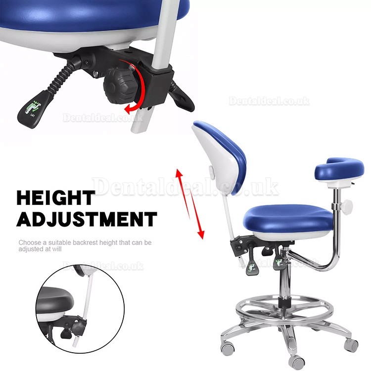 QY-600M-B2 Mobile Dentist Stool with Armrest Dental Assistant Nurse Chair 360° Rotation PU Leather