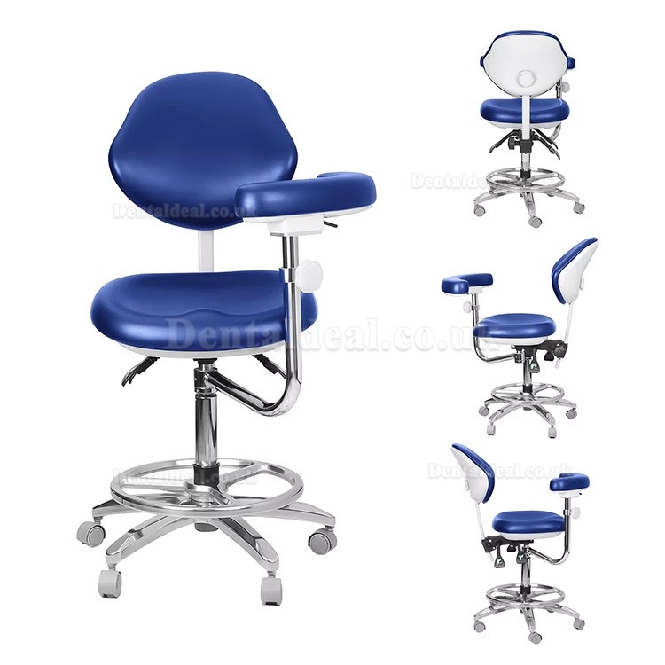 QY-600M-B2 Mobile Dentist Stool with Armrest Dental Assistant Nurse Chair 360° Rotation PU Leather