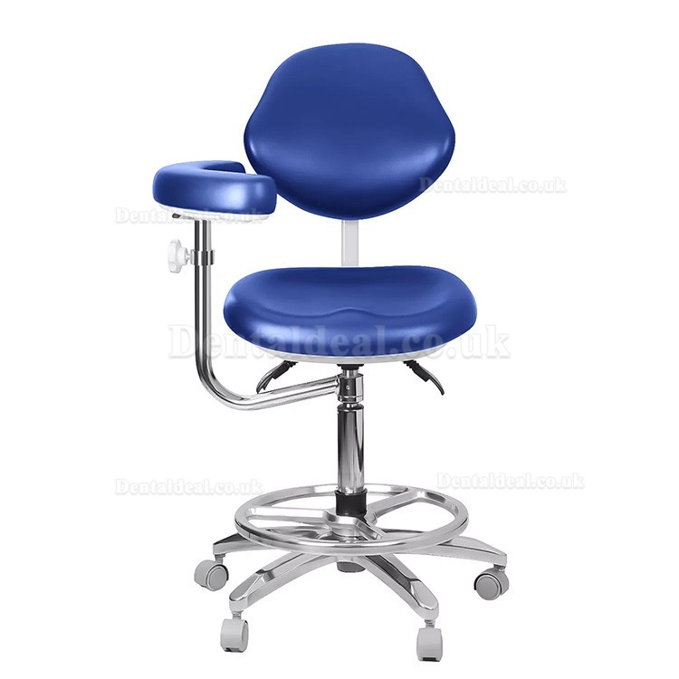 QY-600M-B2 Mobile Dentist Stool with Armrest Dental Assistant Nurse Chair 360° Rotation PU Leather