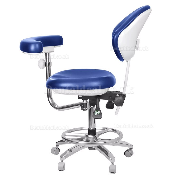 QY-600M-B2 Mobile Dentist Stool with Armrest Dental Assistant Nurse Chair 360° Rotation PU Leather