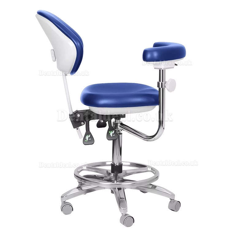 QY-600M-B2 Mobile Dentist Stool with Armrest Dental Assistant Nurse Chair 360° Rotation PU Leather