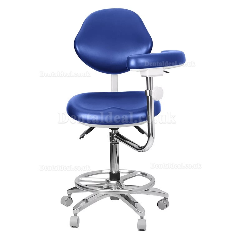 QY-600M-B2 Mobile Dentist Stool with Armrest Dental Assistant Nurse Chair 360° Rotation PU Leather