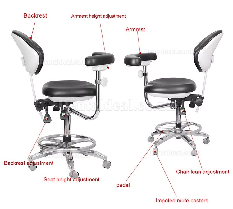 QY-600M-B2 Adjustable Ergonomic Dental Stool Assistant Doctor Chair with Armrest 360° Rotation