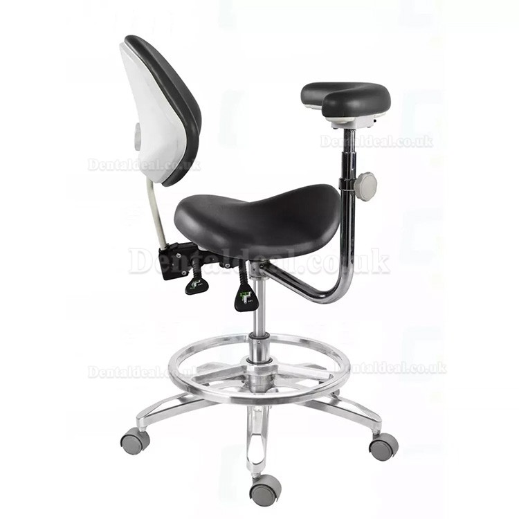 Mobile Dental Operator Stools Assistant Doctor Assistant Nurse Stool with Armrest PU Leather