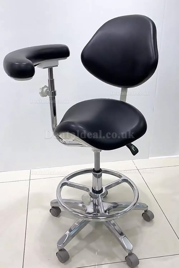 Mobile Dental Operator Stools Assistant Doctor Assistant Nurse Stool with Armrest PU Leather