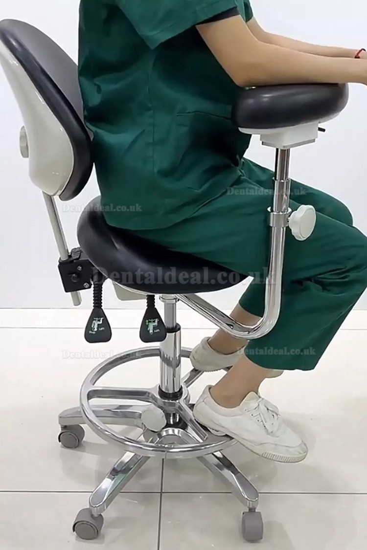 Mobile Dental Operator Stools Assistant Doctor Assistant Nurse Stool with Armrest PU Leather