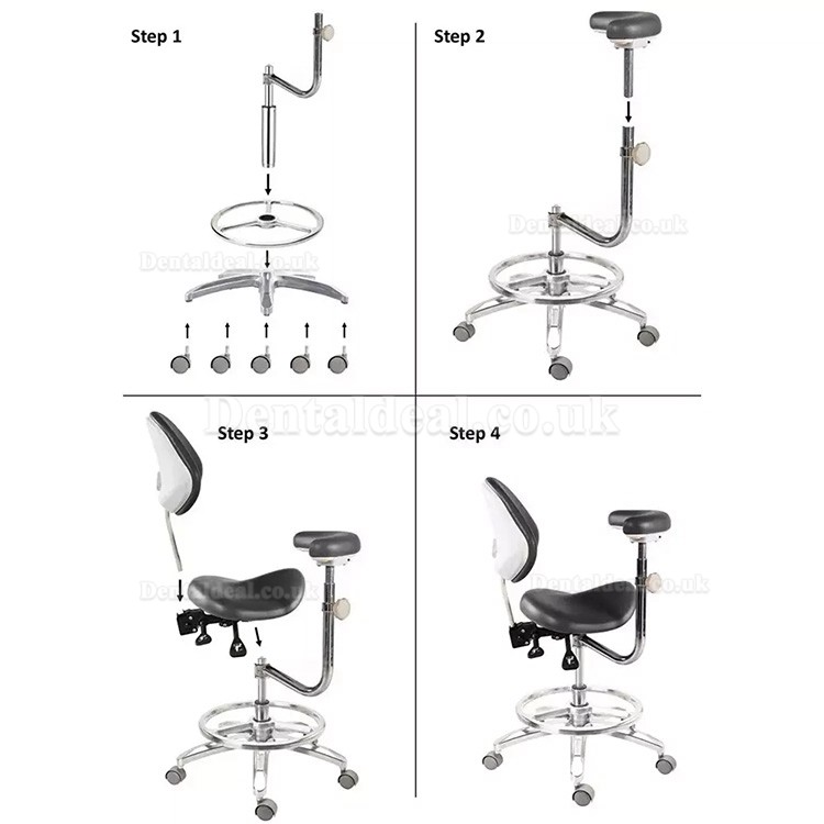 Mobile Dental Operator Stools Assistant Doctor Assistant Nurse Stool with Armrest PU Leather