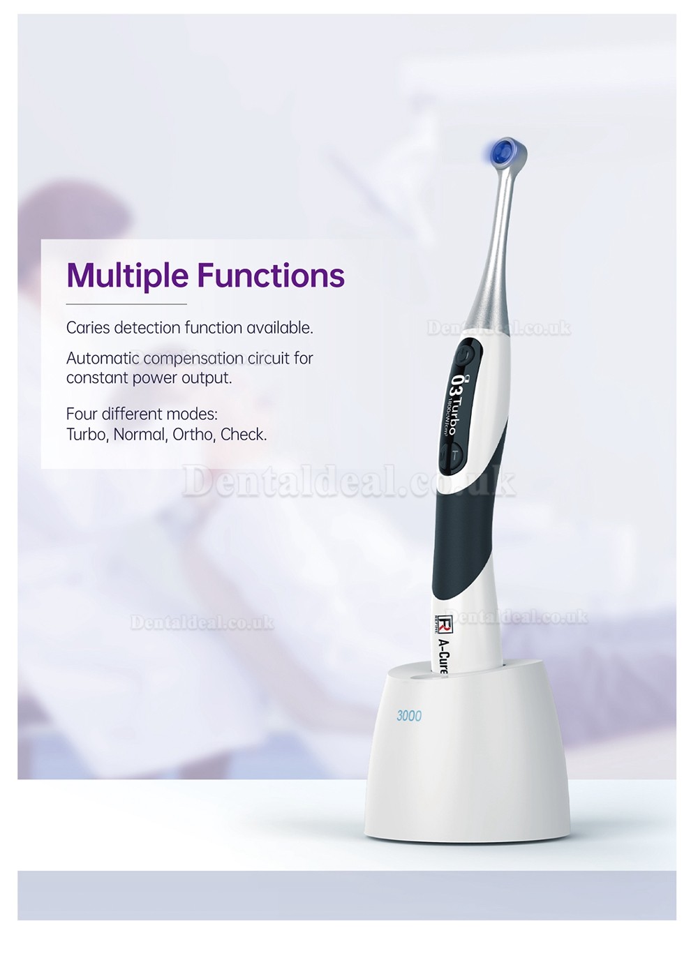 Refine A-Cure Plus Cordless Curing Light With LED Radiometer & Caries Detection